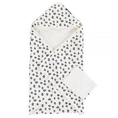 Prosop cu gluga si manusa de baie Childhome Jerse Frotir 80x80 cm, Leopard - imagine 7